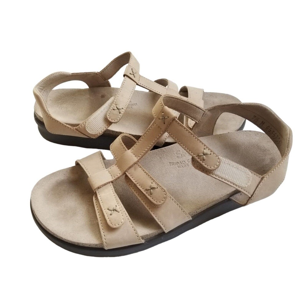 SAS Women's Sorrento Linen Beige Strappy Tripad Comfort Sandals Shoes Sz 7.5 M